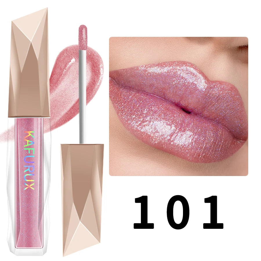 1PC Shimmer Lip Gloss For Fuller Lip Effect, Moisturizing Lip Care Lip Essence Long Lasting Lip Glaze Sexy Lips Makeup Pink Red HIP 101
