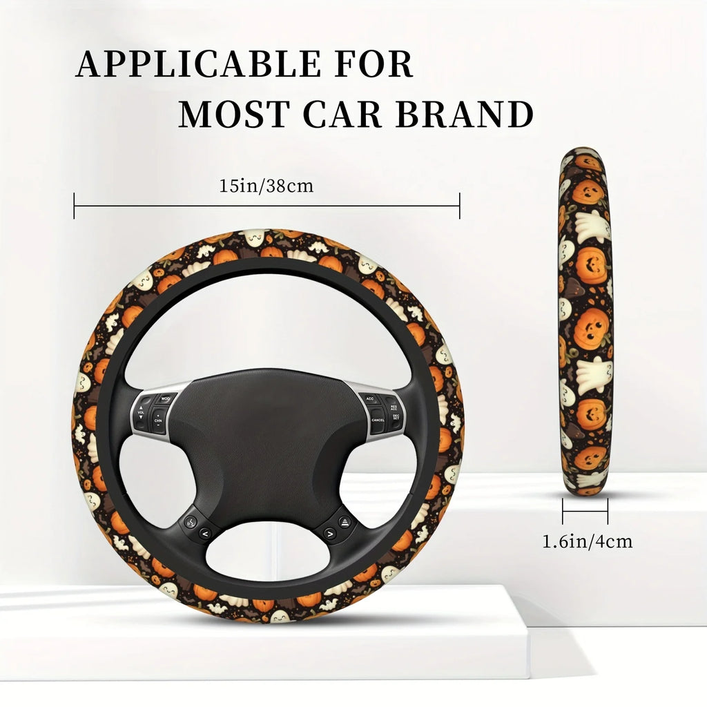 Halloween Neoprene Steering Wheel Cover – Ghosts & Pumpkins Steering Wheel Cover HIP
