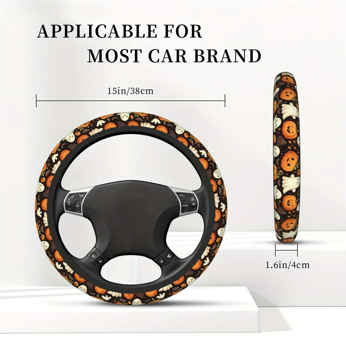 Halloween Neoprene Steering Wheel Cover – Ghosts & Pumpkins Steering Wheel Cover HIP