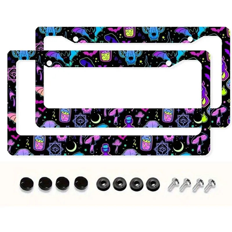 Neon Bat Aluminum License Plate Frame 12x6 – Dark Style License Plate Frame HIP black