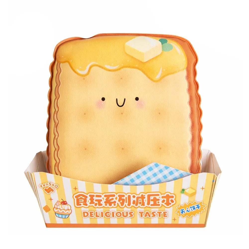 Cartoon Toast Squeeze Toy Notebook – Mini PU Memo Pad Novelty Mini Notepad HIP cookies