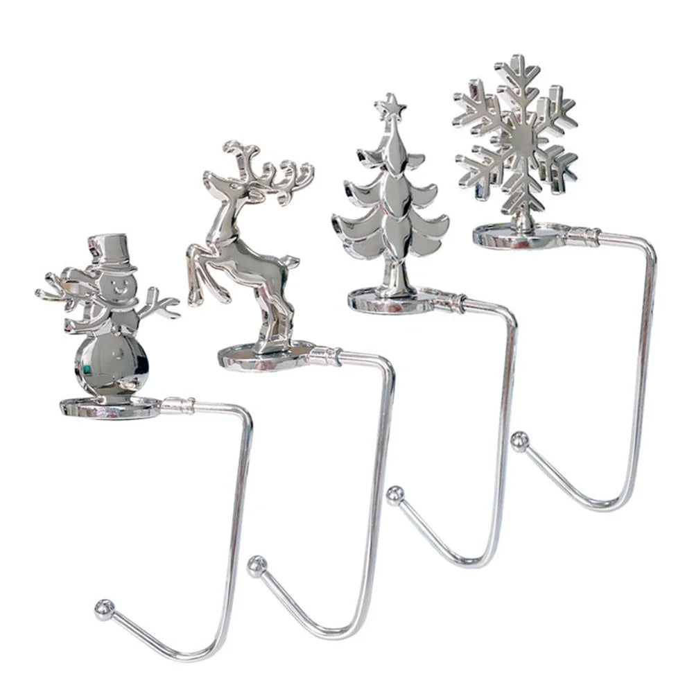 2026 New Year Christmas Fireplace Hooks for Hanging Stockings Metal No Glue Table Edge Hooks Decorative Quick Setup Home Hooks HIP