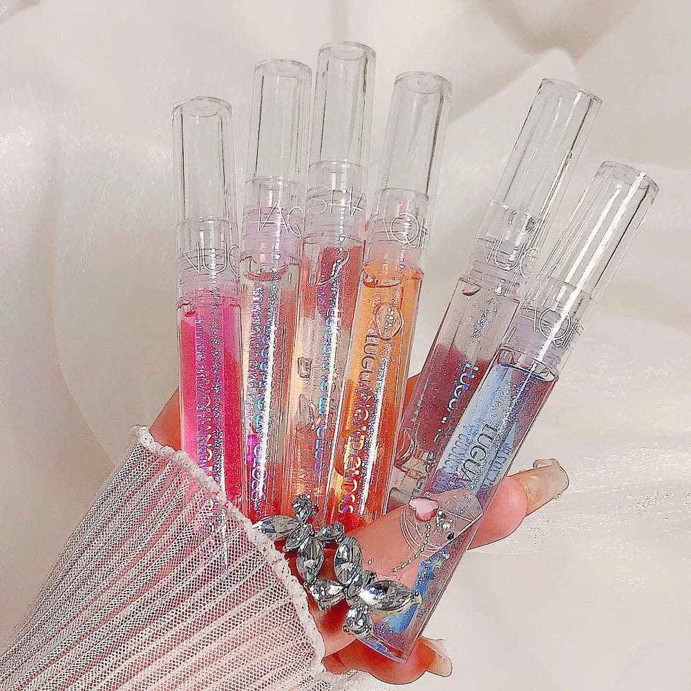 Shiny Pearl Moisturizer Color-changing Lip Gloss Transparent 3D Holographic Lip Plumping Oil Lip Make Up Plumper Nutritious Care HIP