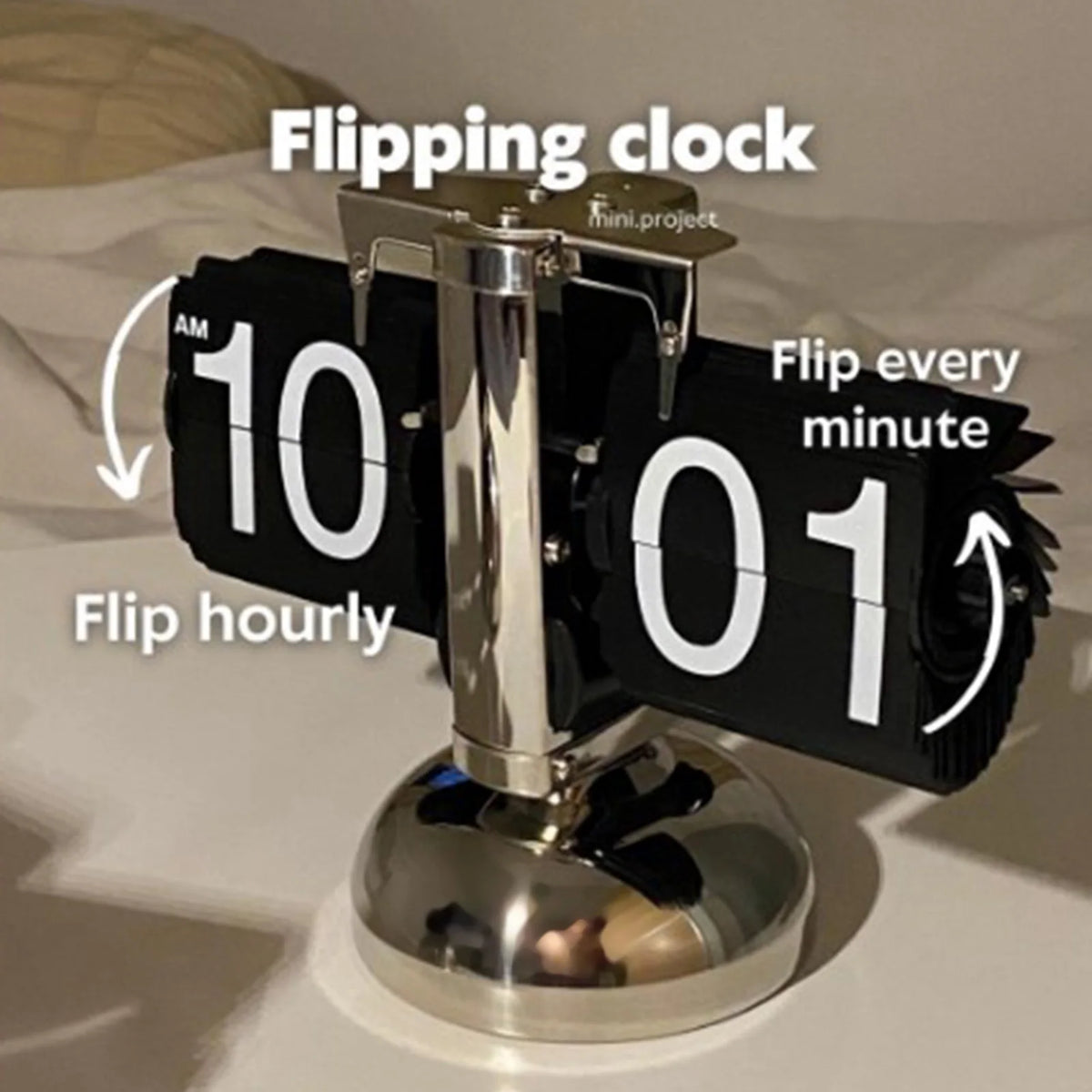 Clock Digital Down Clock Retro Minimalist Single Foot Mechanical Auto Clock Desk Clock for Home Livingroom HIP