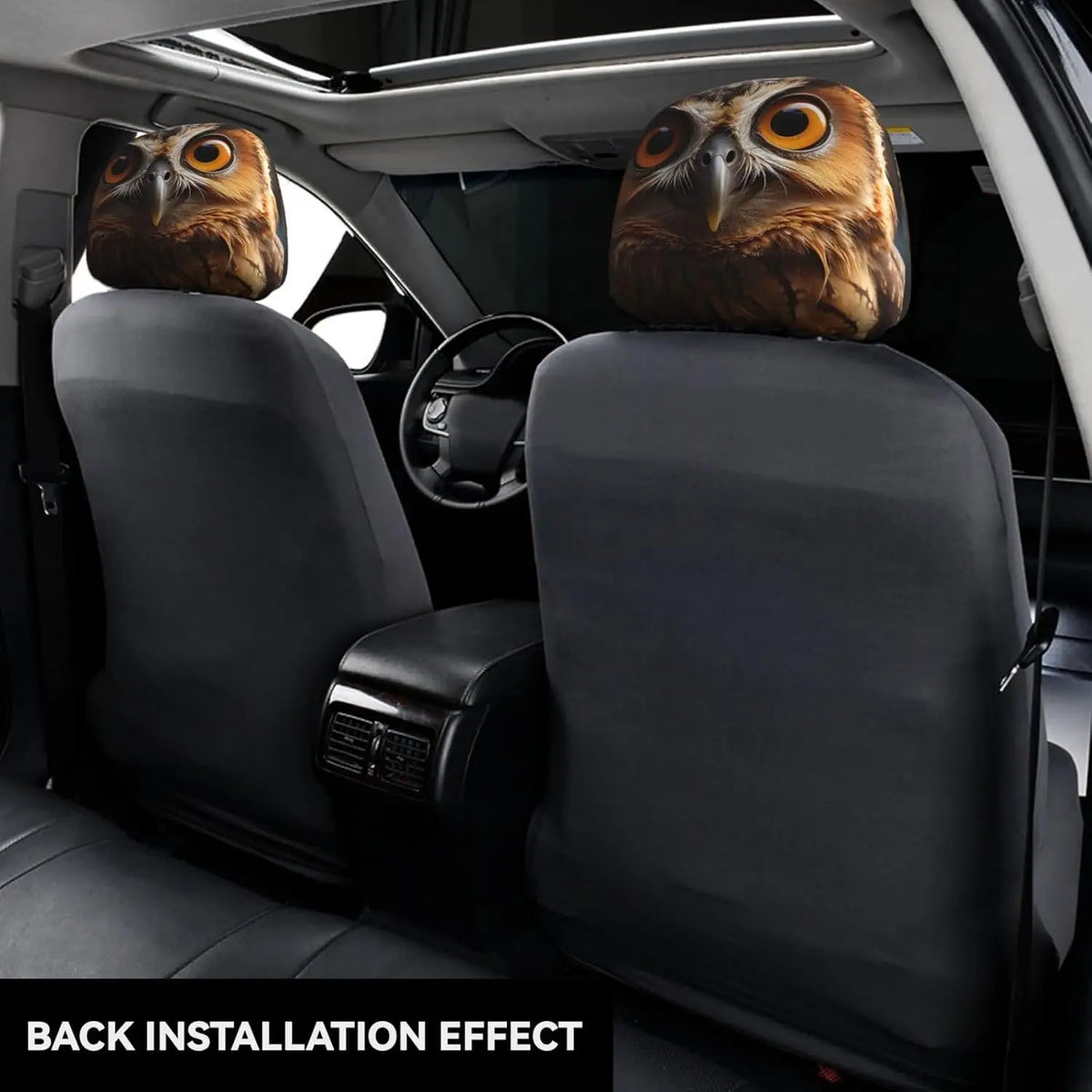 2-Pack Funny Owl Car Headrest Covers – Stretch & Breathable Car Headrest Cover HIP