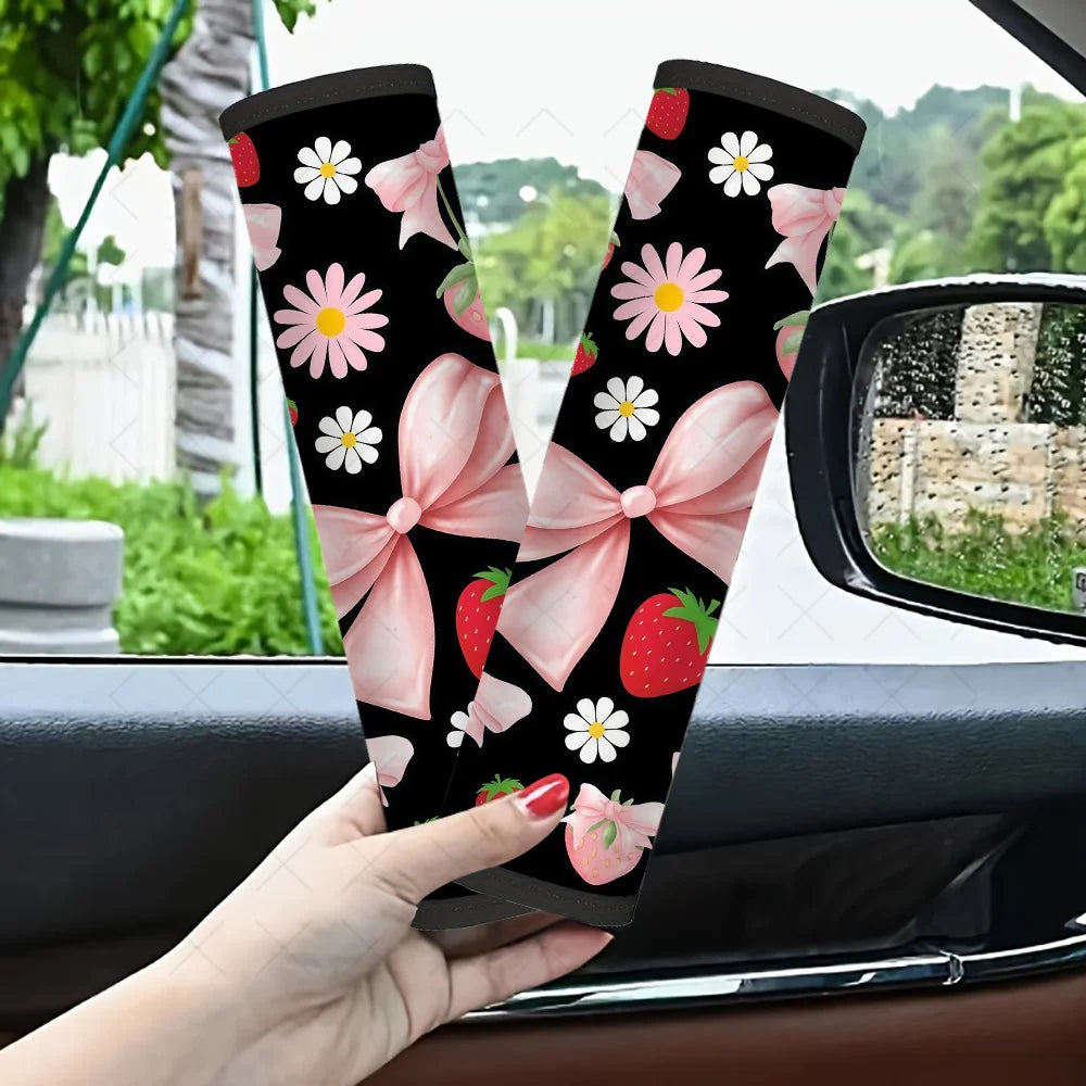 2-Pack Cute Strawberry Daisy Car Seat Belt Covers | HIP Seat Belt Cover HIP