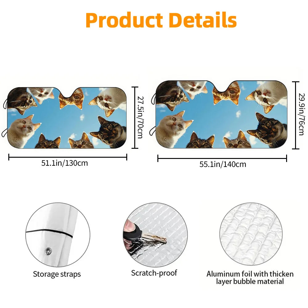Cat Print Car Sun Visor – UV Protection & Cooling Sunshade Car Sun Visor HIP