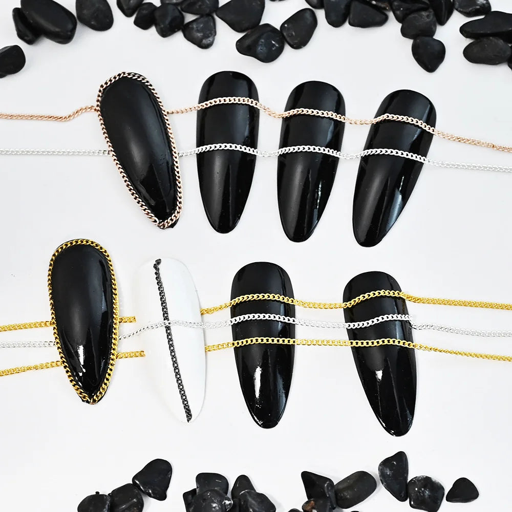 100cm Nail Bracelet Jewelry Metallic And Gold-Colored Chain For Retro Punk Style Nail Accessories Nail Decoration Fittings HIP