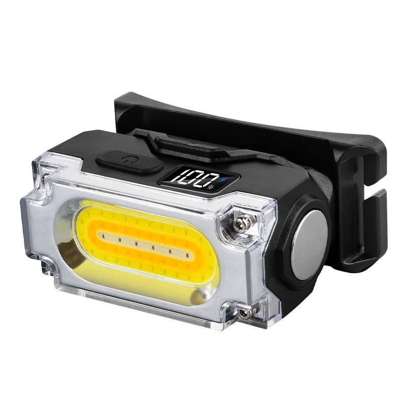 ESMARTER Magnetic Hat Clip Headlamp – 6 Modes & Digital Display LED Headlamp HIP