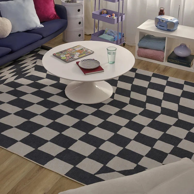Large Black & White Checkerboard Rug – Soft, Non-Slip & Washable Area Rug HIP
