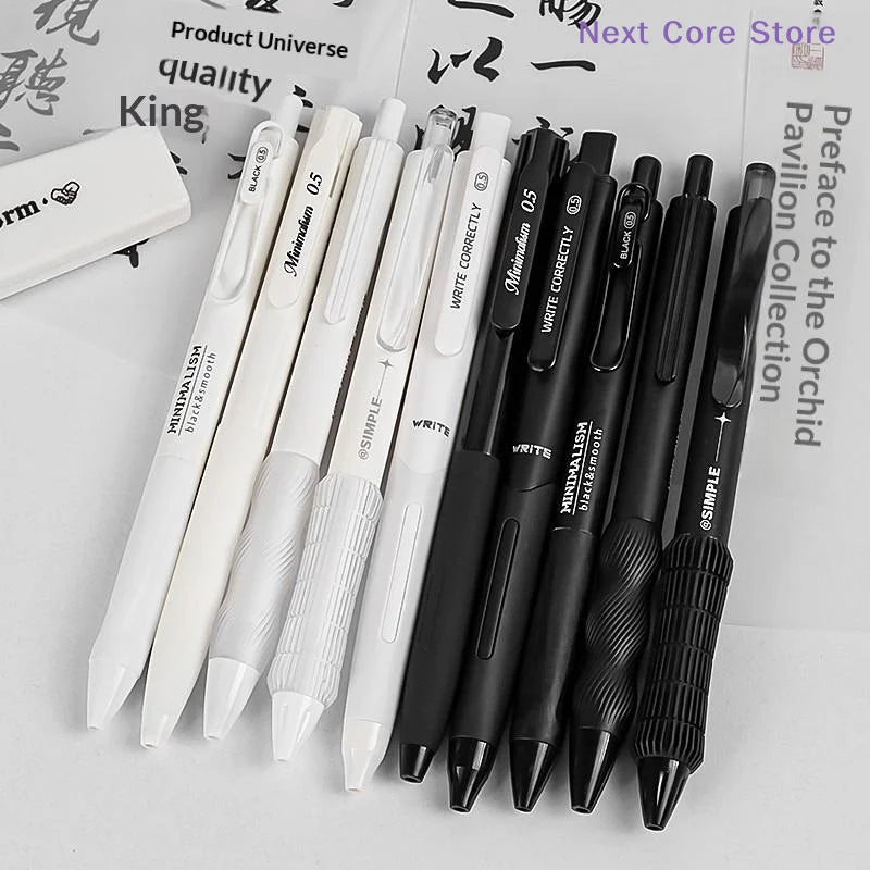 5-Pack Korean Retractable Gel Pens – 0.5mm Black Ink Set Retractable Gel Pen HIP