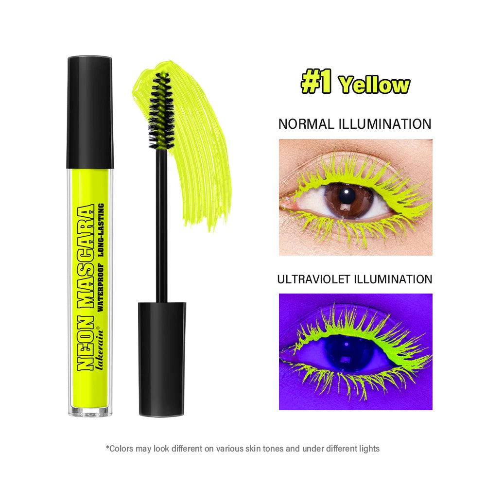Color Mascara Thick Curl Waterproof Natural Eyelash Long Lasting Blue White Green Pink Luminousk Eye Makeup Korean Cosmetics HIP 1Yellow