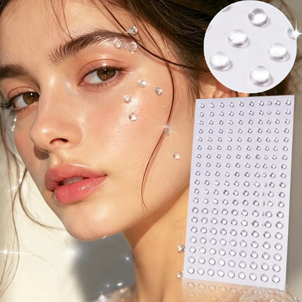 1/3Pc 3D Eyes Face Makeup Temporary Tattoo Self Adhesive Clear Water Drop Stickers Festival Body Art Decorations Nail Accessory HIP