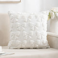 Fluffy Bunny Bow Daisy Throw Pillow Cover 18x18 – Plush Throw Pillow Cover HIP Bow-White