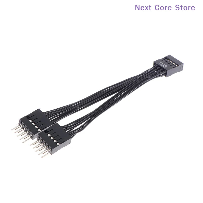 9-Pin USB Y Splitter Cable – 1 Female to 2 Male Motherboard USB Splitter Cable HIP