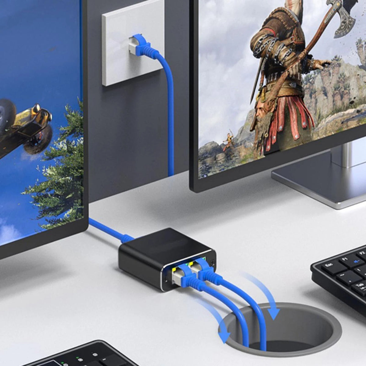 1000Mbps RJ45 Ethernet Splitter – 1 to 4 LAN Network Adapter Ethernet Network Splitter HIP