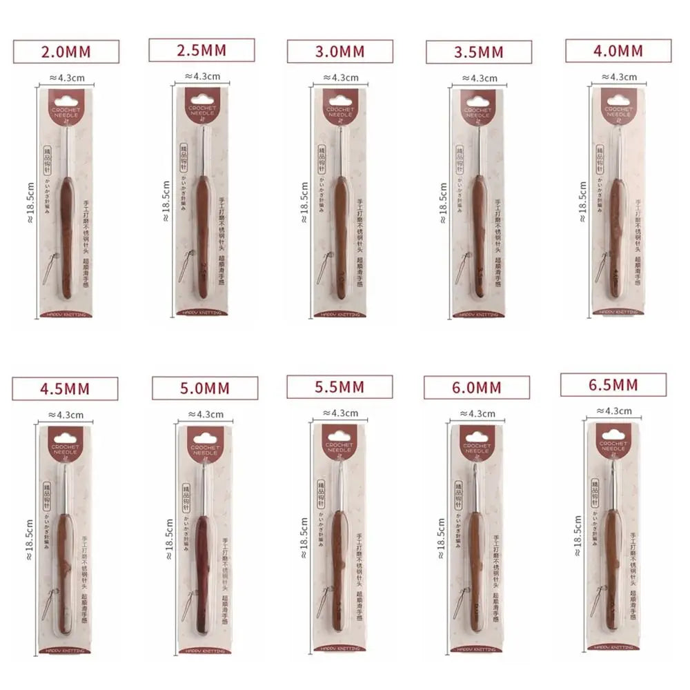 Sandalwood Crochet Hook 2.0–6.0mm – Stainless Steel Tip Crochet Hook HIP