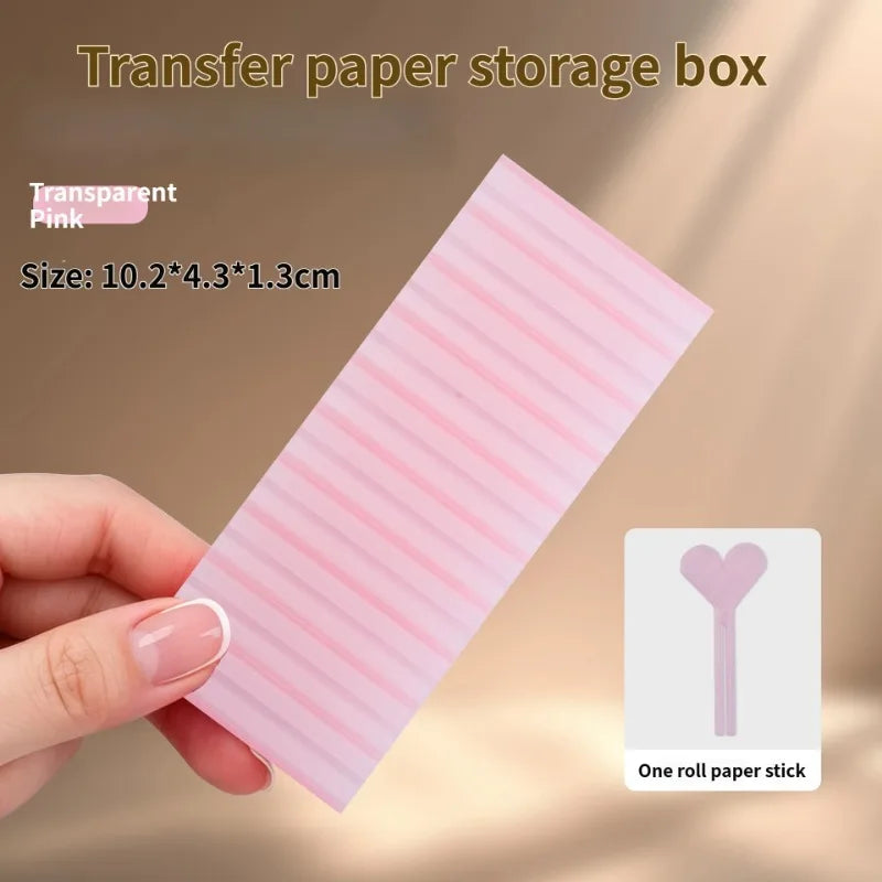 Nail Transfer Foil Storage Box With a Foil Roll Stick 10 Compartments Nail Art Organizer Case Sticker Paper Decoration Manicure HIP Transparent Pink