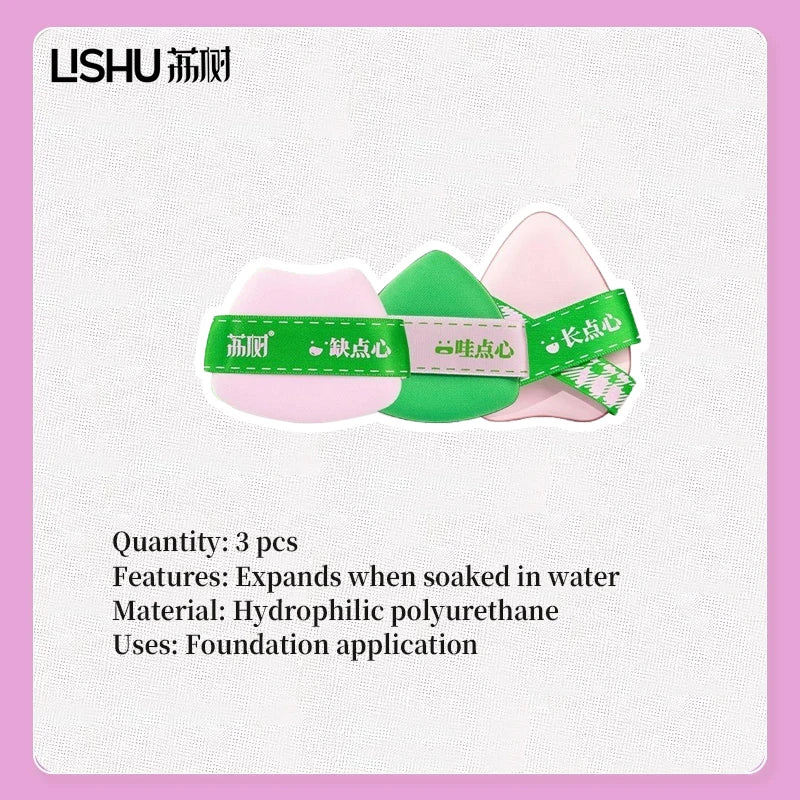 Lishu Black Punk Rubycell Cushion Puff – Wet & Dry Use Makeup Cushion Puff HIP 3pcs