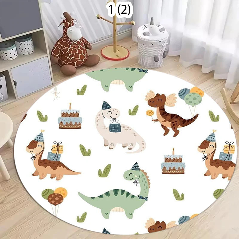 Round Kids Cartoon Road Map Non-Slip Rug – Playroom Carpet Kids Play Rug HIP 2 120X120CM