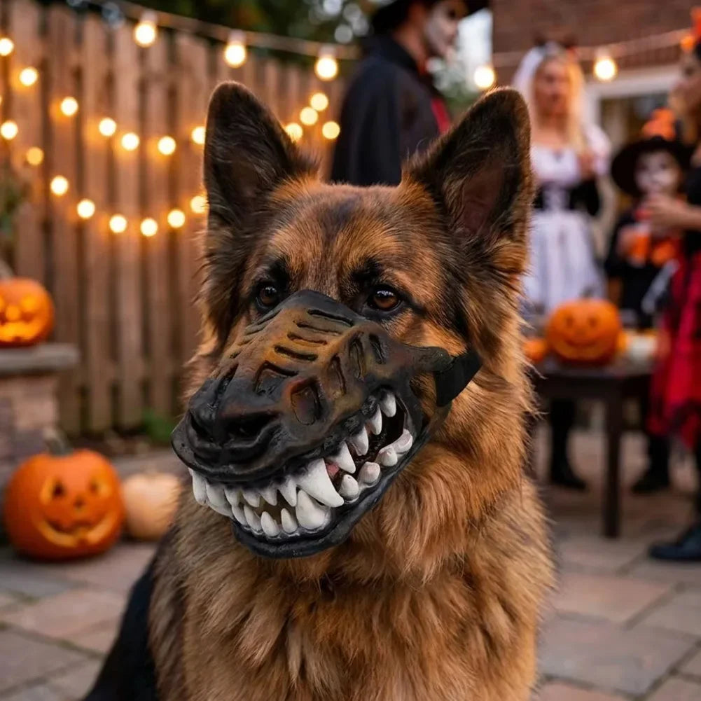 Dog Mask Halloween Mask Mobile Jaw Pet Dog Realistic Mischief Dog Mask Pet Teeth Halloween Role Playing Prop Medium Large Dog HIP