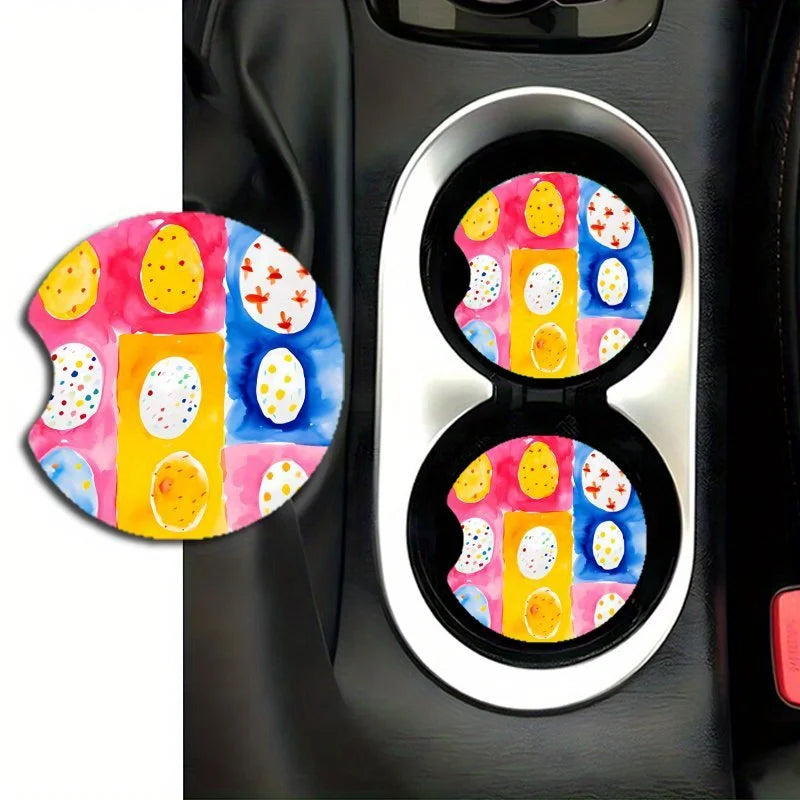 Easter Egg Car Coasters – 2-Piece Acrylic Set, Waterproof Car Coaster Set HIP 1 Other