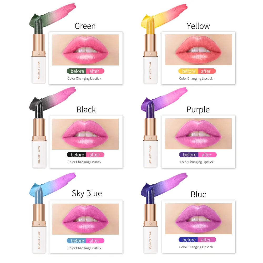 lakerain 6 Colors Magic Lipstick Temperature Color Changing Lip Stain Gloss Moisturizing And Long Lasting Waterproof Lip Balm HIP