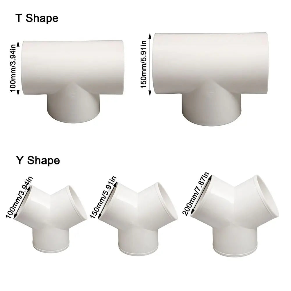 PVC T/Y Duct Connector 100/150/200mm – 3-Way Ventilation PVC Duct Connector HIP