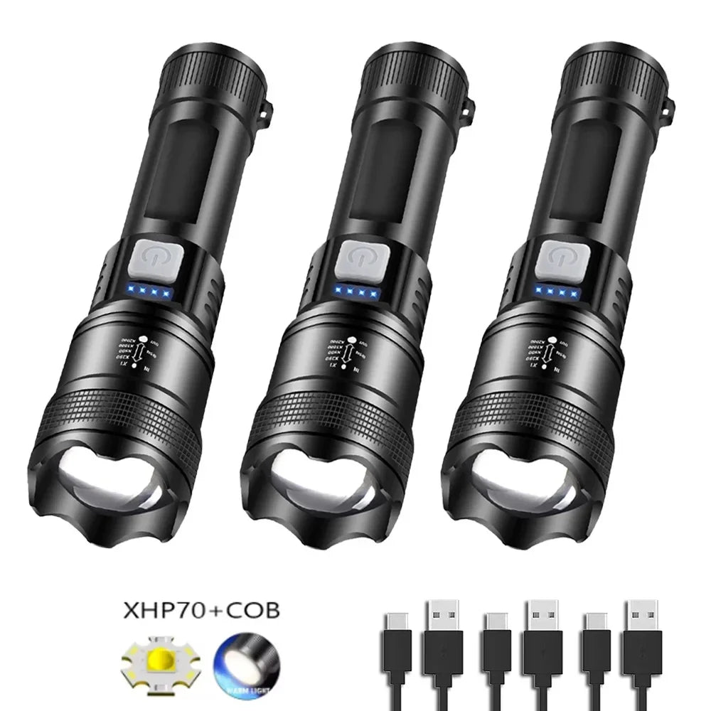 ESMARTER 1600 Lumen Tactical LED Flashlight – USB Zoom Torch Tactical LED Flashlight HIP XY818 P70-3PCS