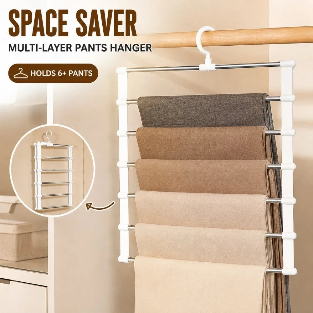 5/7 Layer Stainless Steel Pants Hanger – Space-Saving Closet Rack Pants Hanger Rack HIP