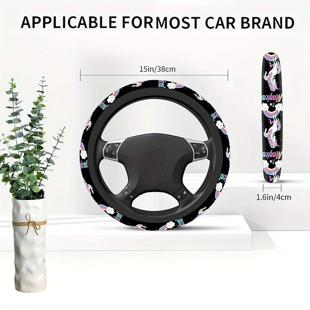 Unicorn Rainbow Anti-Slip Steering Wheel Cover | Easy Fit Steering Wheel Cover HIP