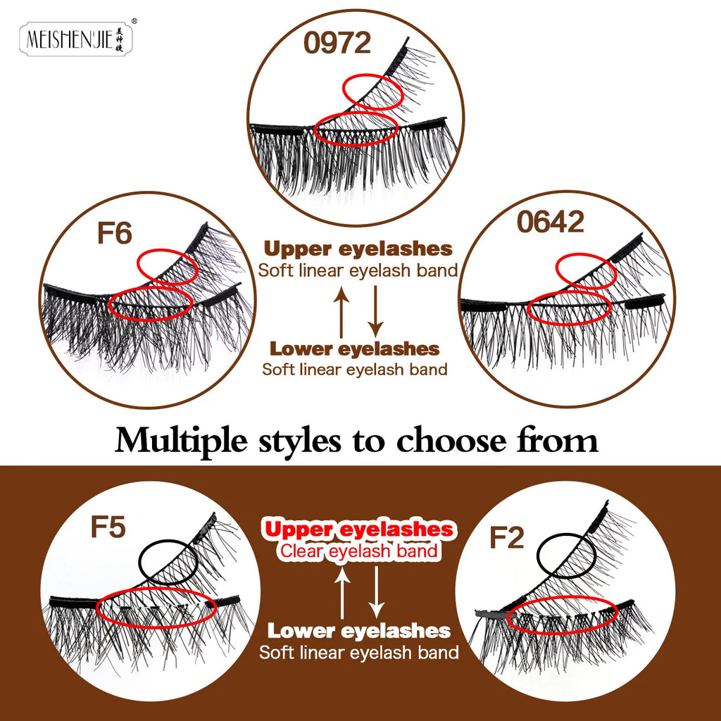 MEISHENJIE 5 Pairs Magnetic Eyelashes with Magnetic Lashes Applicater Reusable Mixed Style False Eyelashes Cílios Wholesale Cils HIP
