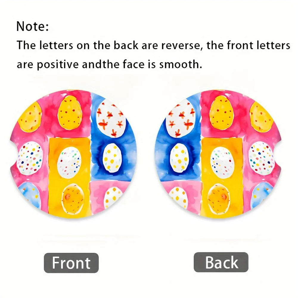 Easter Egg Car Coasters – 2-Piece Acrylic Set, Waterproof Car Coaster Set HIP