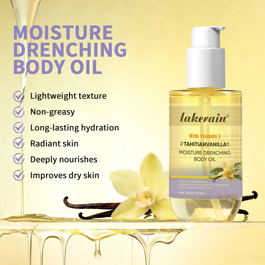 Cocoa Butter Body Oil Shea Vitamin E 72Hr Hydration Moisture Drenching Vanilla Soothes Dryness Protects Skin Body Care HIP