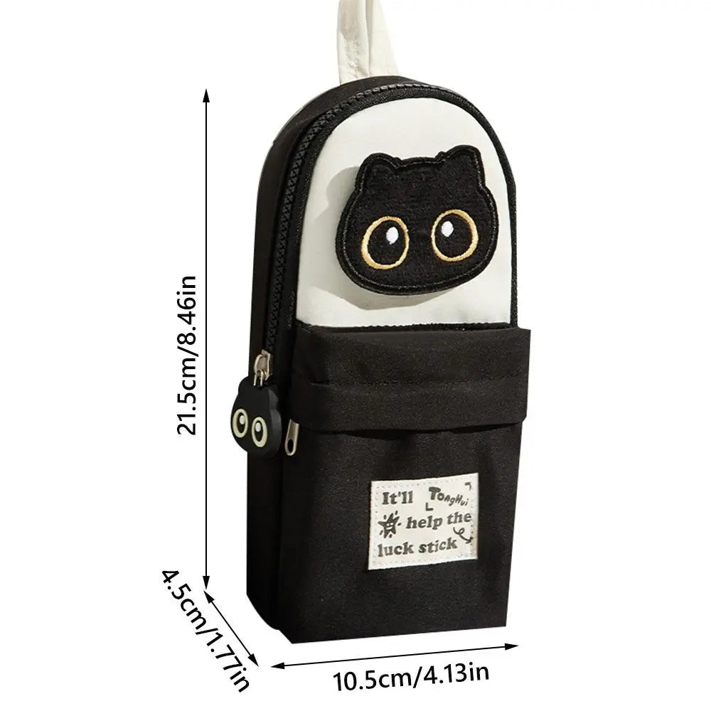 Black Cat Embroidery Pencil Case – Cute Backpack Stationery Bag Pencil Case HIP