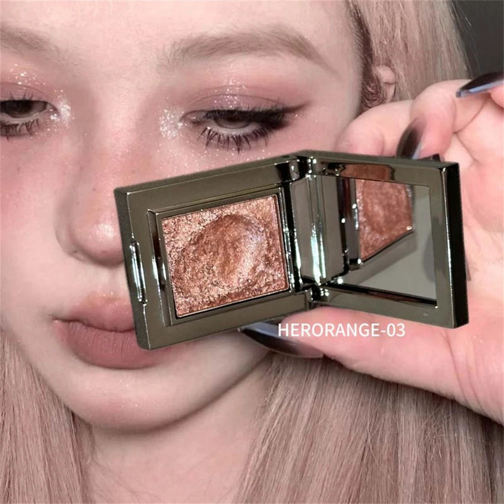 Metallic Glitter Eyeshadow Cream Sparkling Mousse Shimmer Highlighter Pressed Pigments Punk Purple Pearlescent Eyeshadow Palette HIP 03