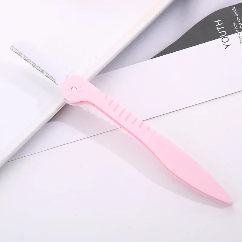 Eyebrow Trimmer Makeup Tools Safe Eye Brow Razor Face Body Hair Removal Shaver Blades Woman Eyebrows Shaping Knife Cosmetic Tool HIP 1pc-Pink