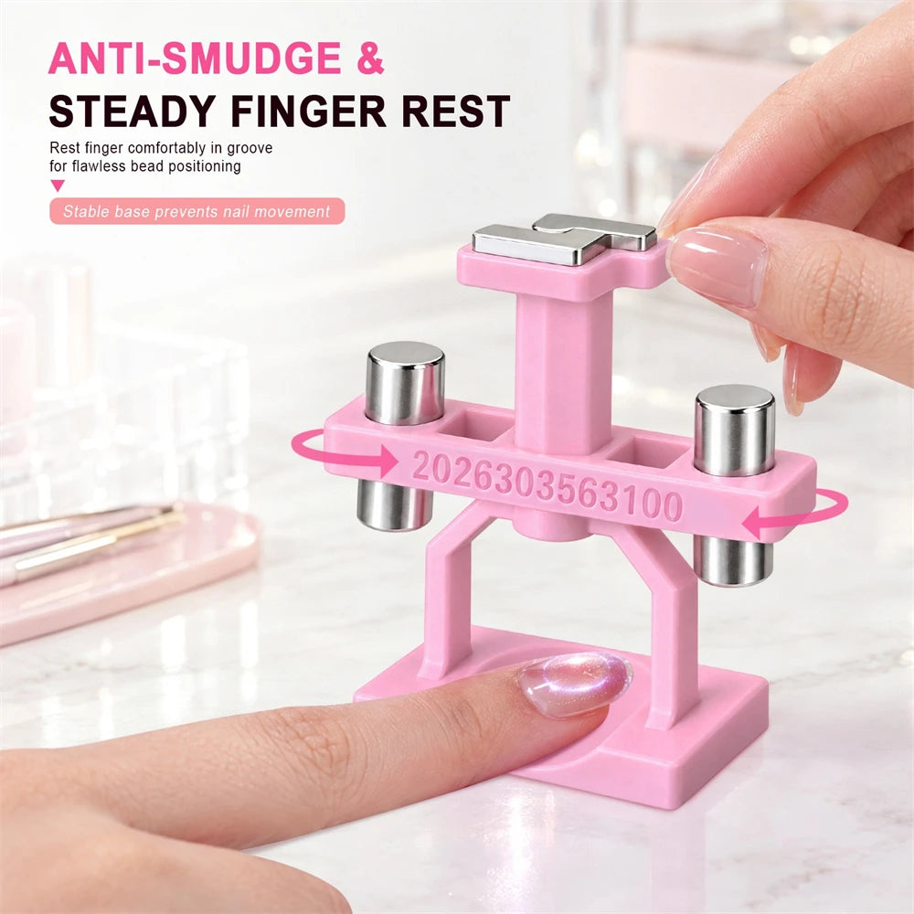Silk Ribbon Nail Cat Eye Magnet Circle Rotating Gyroscope Powerful Glass Bead Magnetic Manicure Tool for Nail Art Cat Eye UV Gel HIP