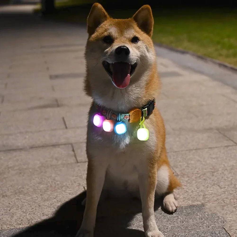 Dog Flashing Night Light Pet Collar Pendant Lighted Puppy Waterproof Led Safety Pet Pendant for Outdoor Hiking Training Walking HIP