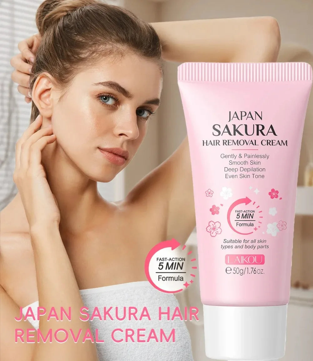 LAIKOU Sakura Hair Removal Cream – Fast & Gentle 50g Hair Removal Cream HIP