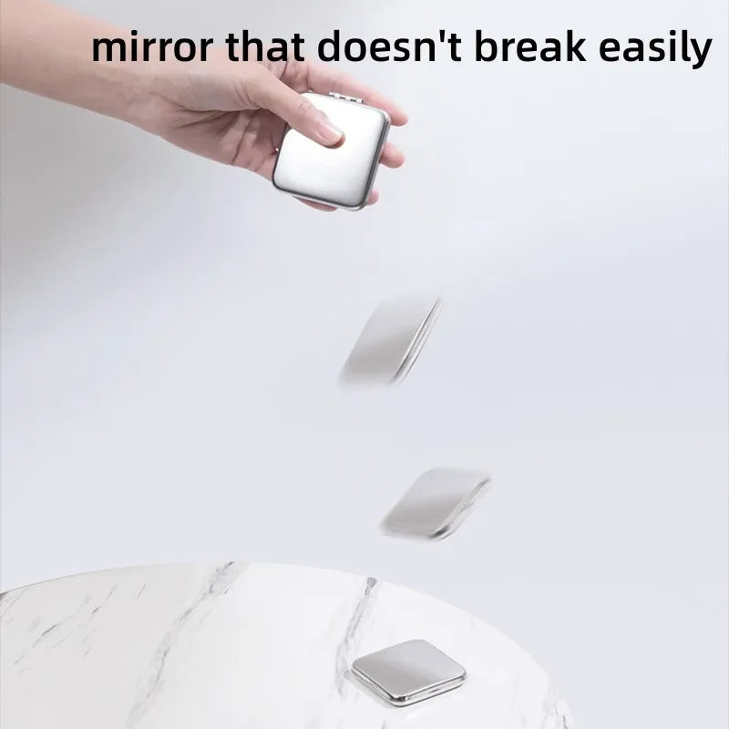 Foldable Double-Sided Pocket Mirror – Stainless Steel Travel Compact Makeup Mirror HIP