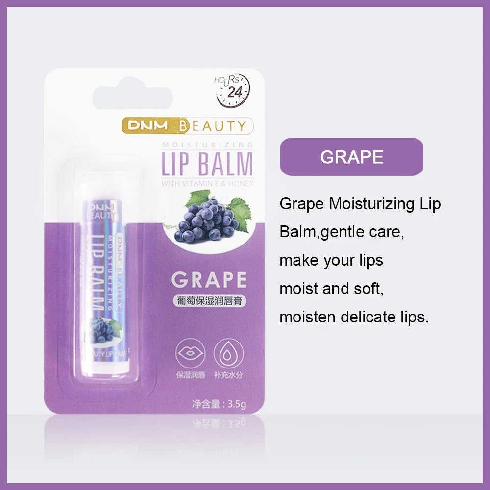 Fruit Lip Balm Winter Fashion Moisturizing Lip Oil Long-Lasting Clear Transparent Natural Aloe Lipstick Lip Care Lipstick Makeup HIP Grape