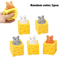 Creative Mouse In Cheese Squeeze Toy Soft Silicone Stress Relief Fidget Toy Funny Slow Rising Squishy For Kids Adults Gift HIP Yellow