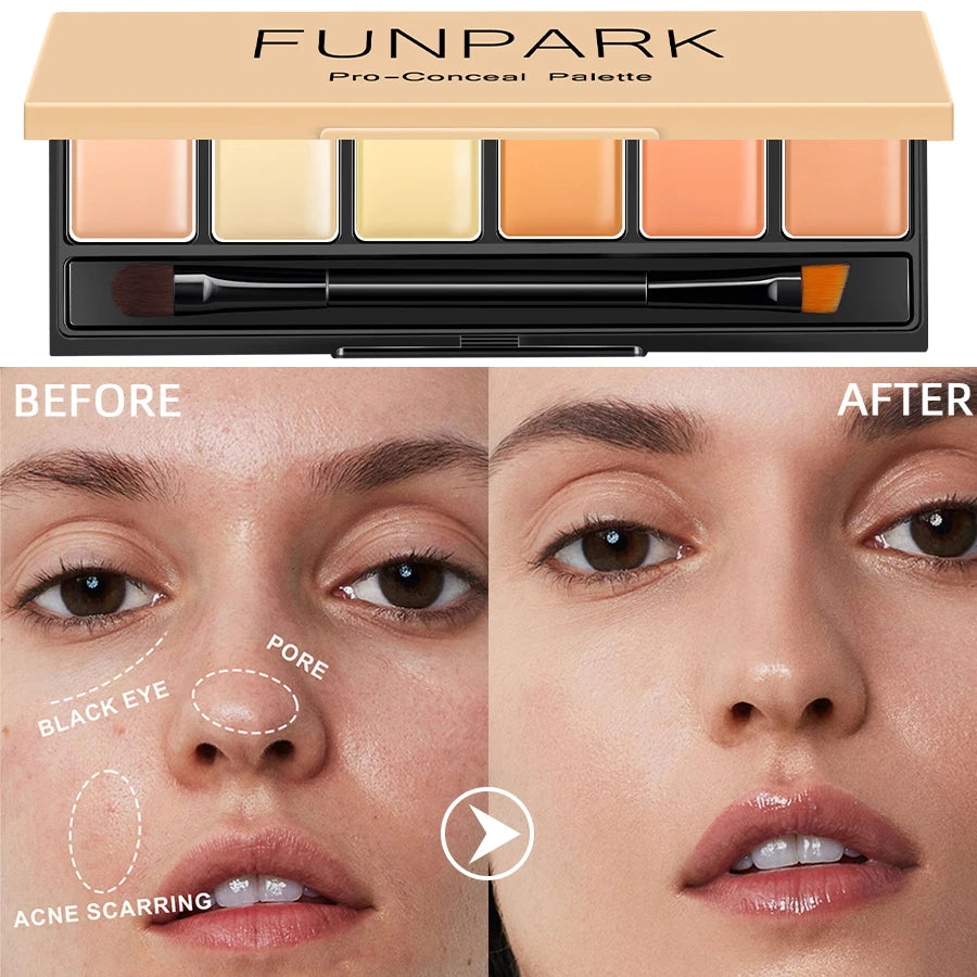 6-color Concealer Blush Palette Cream Matte Highight Contour Makeup Eyeshadow Base Palette with Brush Covering For Dark Circles HIP