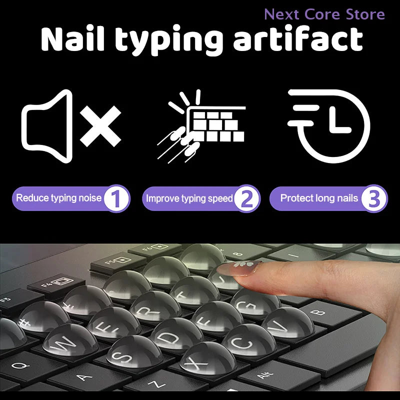 Transparent Silicone Keycaps for Long Nails – 64/100 Pcs Nail Typing Keycaps HIP