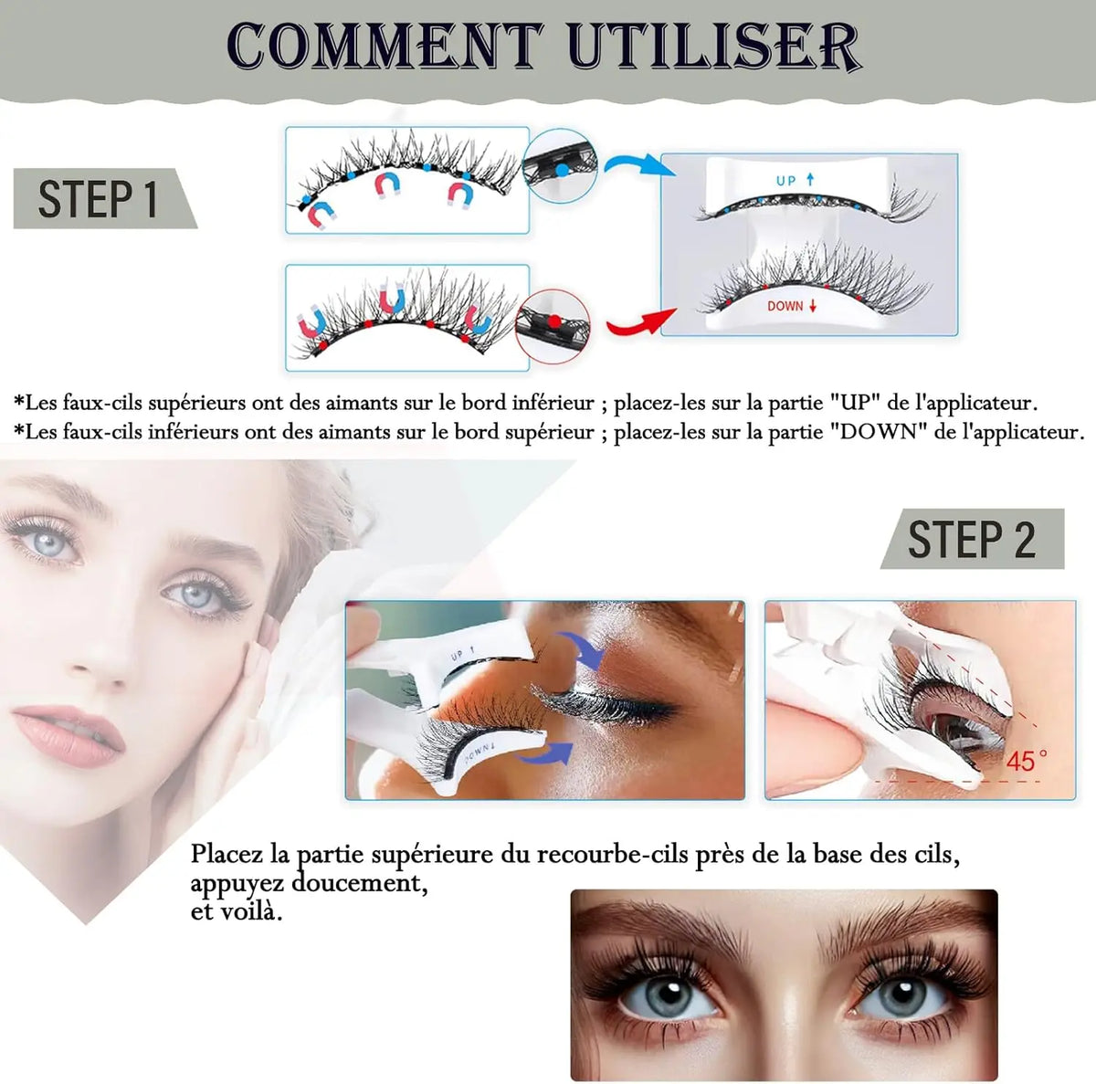 2 Pairs Magnetic Eyelashes - No Glue Needed, Natural 3D Effect, Waterproof & Reusable False Lashes (Easy Application) HIP