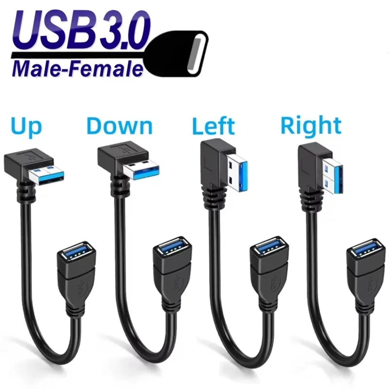 USB 3.0 90-Degree Angle Extension Cable 5Gbps – Male to Female USB Extension Cable HIP