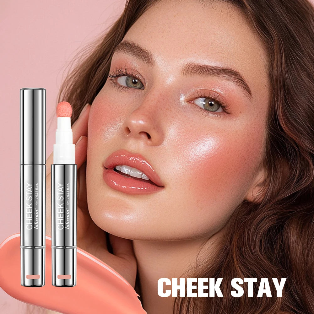 Cheek Blusher 6 colors Long-Lasting Cheek Stain All-Day Blendable Liquid Blush Long-Lasting Blush Sponge Applicator Cheek Makeup HIP