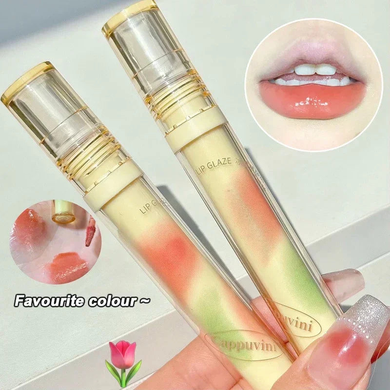 Nude Tea Translucent Oil Lip Tint Korean Makeup Ice Transparent Lip Glaze Water Light Lip Gloss Lips Jelly Mirror Glass Lipstick HIP