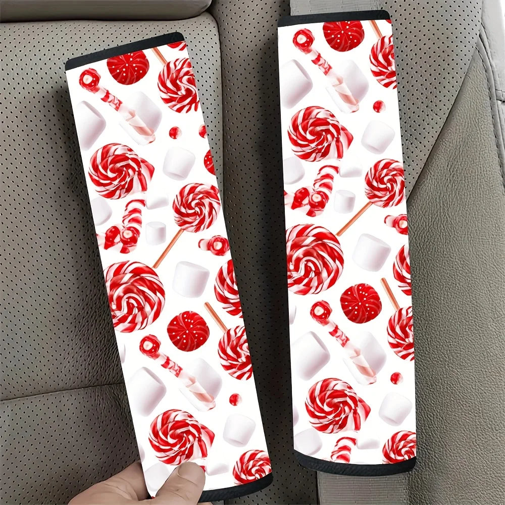 Candy Cane Seat Belt Covers – Soft Shoulder Protectors 2pcs Seat Belt Covers HIP 1